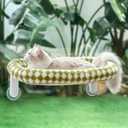 Sunhoo Cat Window Perch Bed Foldable Kitty Windowsill Hammock Shelf Seat Large Cats Suction Cup Indoor Kitten Window Sill Lounger with Soft Plush Cushion Machine Washable 21.26 * 11.8in (Green, M)