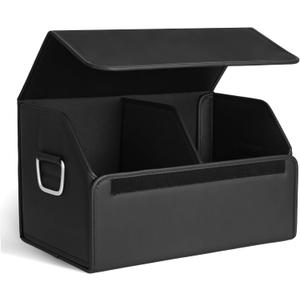 JEYODA Suede Leather Trunk Organizer, Large Capacity Soft Car Organizers and Storage,foldable,with lip, for Car SUV/Jeep/Sedan/Home/Camping (Black,Big)