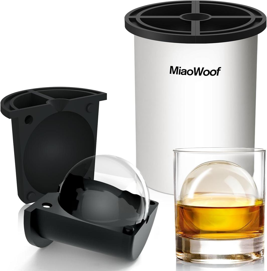 Clear Ice Cube Maker, 2.5 Inch Stainless Steel Crystal Large Clear Ice Ball Maker, Silicone Ice Cube Mold for Cocktails, Drinks & Bourbon, Whiskey Gifts for Men (1 Pack) (White)