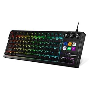 MRSVI 78-Key Wired Mechanical Gaming Keyboard with 6 LCD Programmable Macro Keys, RGB Backlit, Compact Tenkeyless Design for PC/ Mac Gamers & Content Creators (Red Switch) (Black)