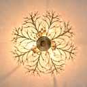 20.5 Inch Vintage Semi Flush Mount Ceiling Light Fixture Modern Crystal Chandelier 3 Light Brushed Silver Chandelier for Living Room, Dining Room, Bedroom, Kitchen, Entryway, Hallway E12