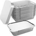 WANBAO 50 PACK 8.3"x6.2" Disposable Tin Foil Pans with Lids 2.25LB Aluminum Pans To Go Containers for Cooking, Baking, Catering Party Meal Prep, Take Out, Freeze