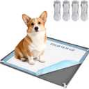 Pee Pad Holder for Dogs 24" x 24", Silicone Potty Tray with 4 Holder Clamps, High Edge No-Spill Dog Training Mat, Non-Slip Puppy Pad Tray Floor Protection for Indoor Use - Gray