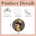 Whimsical Chicken Round Wall Art Framed, Dark Moody Rooster Round Wall Decor, Rustic Farm Animal Chicken Hanging Canvas Prints Wall Sculptures for Kitchen Bedroom Living Room Decor, 10x10 Inch