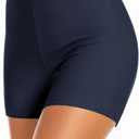 Women's Swim Shorts High Waisted Bathing Suit Bottoms Swimwear Boyshort Swimming Swimsuit Board Shorts (Blue, XL)