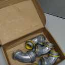 Gisafai 5 Pcs Liquid Tight Connector 90 Degree Insulated Zinc Die Cast Metal Tight Electrical Conduit Connector for 1-1/4 Inch Flexible and Type B Flexible Waterproof Nonmetallic Conduit