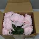 Hollyone Pink Roses Peonies Artificial Flowers with Glass Vase Silk David Austin Roses Faux Flowers Arrangements with Clear Faux Water in Vase Fake Peonies Rose Peony Floral Bulk Bouquet Home Decor