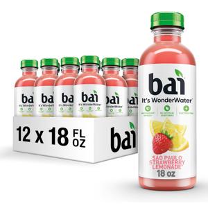 Bai Antioxidant Infused Water Beverage, So Paulo Strawberry Lemonade, with Vitamin C and No Artificial Sweeteners, 18 Fluid Ounce Bottle, 12 Pack, BB May 24, 2026