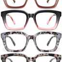 miyya 6 Pack Fashion Reading Glasses for Women, Blue Light Blocking/ Anti UV Readers Oversized Square with Spring Hinge (6 pack Mix, 2.5)