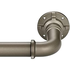 Mayrhyme Heavy Duty Curtain Rods,Wrap Around Industrial Blackout Design,Adjustable 1 Inch Drapery Rod,Room Divider Window Curtain Rod for Indoor/Outdoor (Pewter, 28-48")