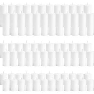 72-Pack White Pillar Candles Bulk Set, 2 x 3/4/6 Inch 3 Sizes