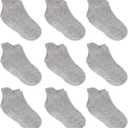 Zaples Baby Non Slip Grip Ankle Socks with Non Skid Soles for Infants Toddlers Kids Boys Girls (1-3T, Gray - 9 Pairs)