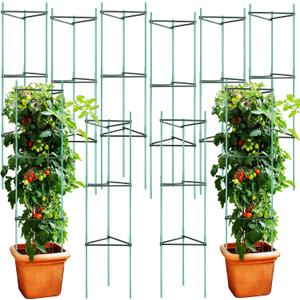 Sunnyray 10 Pcs 51 Inch Tomato Cage up to Plant Cage Deformable Trellis Assembled Tomato Garden Cages Plant Stakes Support for Vertical Climbing Potted Plants Climbing Vegetables