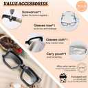 MARE AZZURO Thick Reading Glasses Women Stylish Square Readers 1.0 1.25 1.5 1.75 2.0 2.25 2.5 2.75 3.0 3.5 4.0 5.0 6.0 (Black)