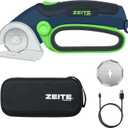 ZEITE 4V Cordless Electric Scissors,Cardboard Cutter with 2 Blades,Storage Box,USB Charging Cable,Power Rotary Cutter,Max Cutting 1/4",for Cardboard Box,Thin Carpet & Plastic, Easy to Hold and Safe (Blue)