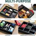 Wooden Desk Drawer Organizer, 9-Slot Office Organization and Storage Box, Adjustable Natural Wood Desktop Tray for Pens, Sticky Notes, and Small Accessories, Aesthetic Home Office Decor (12 x 9 In)