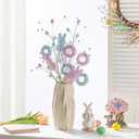 Glitzhome Easter Gifts Set of 2 Artificial Glitter Egg & Bunny & Donuts Picks 28" Easter Decorations for Home Table Vase Party Decor