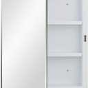 IDYLLOR Plastic Medicine Mirror Cabinet for Bathroom 16 x 20 inch, Surface and Recessed Mount