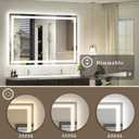 40x32 Smart Led Mirror for Bathroom, Dimmable Vanity Mirror with Lights, Backlit and Front Lit Makeup Mirror for Wall, Anti-Fog (Horizontal/Vertical)