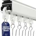Ceiling Curtain Track for Room Divider, Curtain Track Ceiling Mount/Wall Mount Rail Set with Roller Hooks, Cut-to-Fit White, 6ft - 9ft