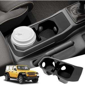 Cup Holder Coaster for 2018-2025 Jeep Wrangler JL JLU 4XE/Gladiator JT Cup Holder Insert Mat Pad, Non-Slip Liner for 18-25 Wrangler JL JLU 4XE Interior Accessories