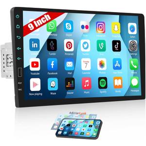 CAMECHO Single Din Car Stereo with Bluetooth 9 Inch HD Touchscreen Car Radio Support FM Radio USB Port Mirror Link EQ SWC, Car Audio Receivers