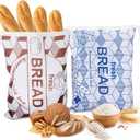 2-Pack Reusable Bread Bags for Homemade Sourdough, Large 16.92x12.59 Inch Snap Closure Bread Storage Bags with Food-Grade TPU Liner for Refrigerator Freezer Picnic (Brown & Blue)