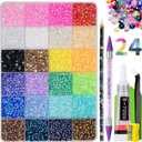 3 x 30000Pcs Nail Art Rhinestones, EARLMONI 24 Colors 3mm Flatback Rainbow Gems Resin Jelly Rhinestones Bedazzling Kit + 15ML Jewelry Glue Nail Rhinestone Picker Tool for DIY Crafts Clothes Shoes Nail Art
