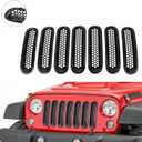Wrangler Grill Inserts - Black Front Mesh Grille Guard Cover Clip-in Fits For Jeep JK Wrangler JKU Unlimited Rubicon Sahara Sport Freedom 2007-2017(Not Fits Wrangler Unlimited Sahara 16-17)