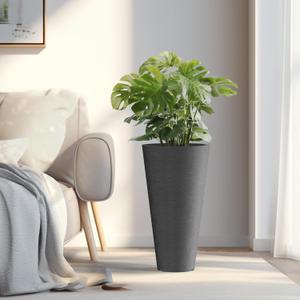 Kante Tall Round Planter Set of 1, 23" H Large Decorative Planter Pots for Outdoor Indoor Garden Patio Front Porch (Black)