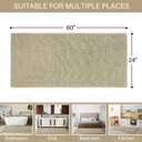 LOCHAS Luxury Bathroom Rug Shaggy Bath Mat 24 x 60 Inch, Washable Non Slip Bath Rugs for Bathroom Shower, Soft Plush Chenille Absorbent Carpets Mats, Beige