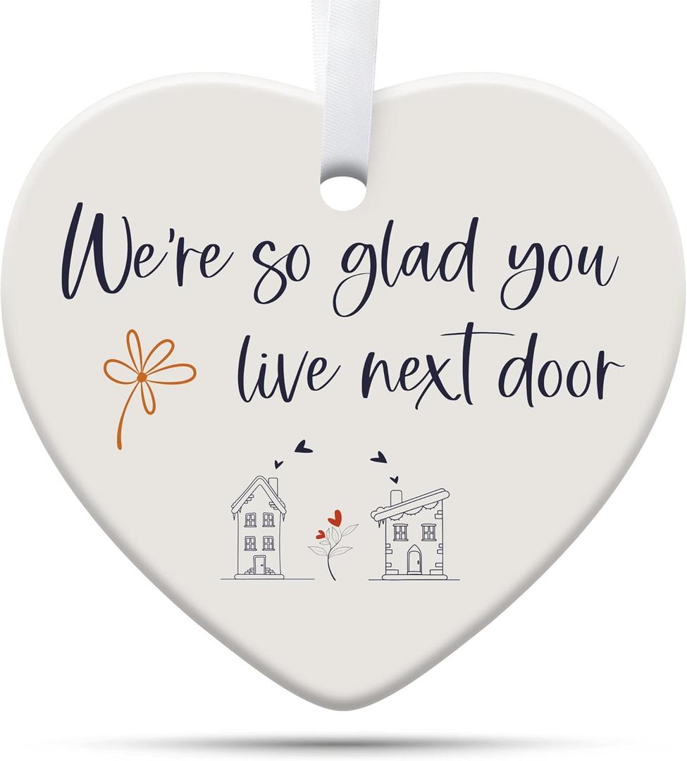 2 Neighbor Gifts Christmas Ornaments, Neighbor Christmas Ornaments 2024, Funny Friend BFF Bestie Neighbor Ornament Gift Ceramic Ornament