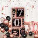 70th Birthday Decorations for Women, Rose Gold and Black Party Supplies with Happy Birthday Boxes, Foil Fringe Curtains, Number 70 Balloons, Heart Foil Balloon for 70 Year Old Birthday Backdrop