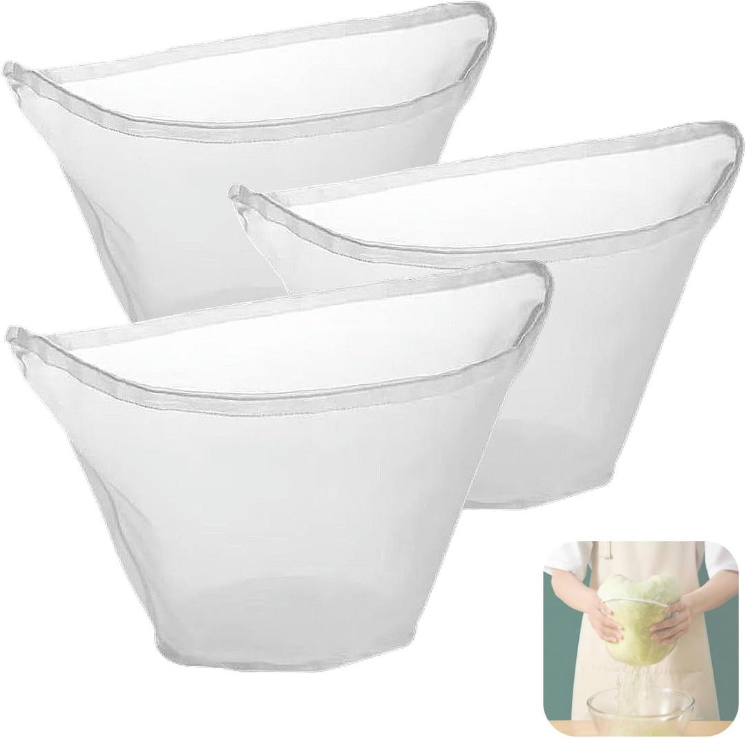 Reusable Cheese Cloths for Straining, Nut Bag Strainer for Juicing, Mesh Cheesecloth Bags For Nuts, Salad, Soybean Milk, Juice, Dumplings, Pack of 3, Medium