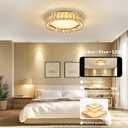 Amber Crystal Dimmable Flush Mount Ceiling Light, Gold Modern LED Close to Ceiling Light Fixture with 5CCT 2700K-6000K, Round Kitchen Lighting for Bedroom,Laundry Room, Hallway, Living room (15in 36W)