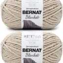 Bernat Blanket Super Bulky Acrylic Yarn - 2 Pack of 300g/10.5oz #6 Chunky Chenille Heavy Weight Yarn for Knitting and Crocheting, Amigurumi, Thick Blankets (Almond, 220 Yards 2-Pack)