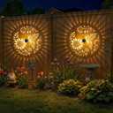 Gardsee Solar Fence Lights Outdoor 2 Pack Deck Step Wall Lights Butterfly Metal Waterproof LED Warm Yellow Light for Garden Post Patio Backyard Yard Decor (Black 2)