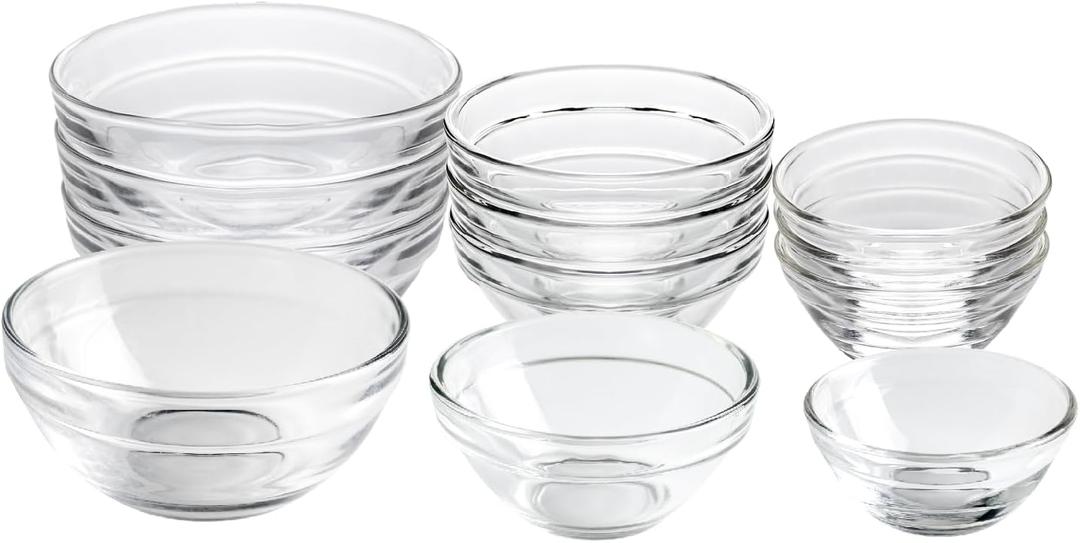 HillSpring 3 Sizes of Glass Prep Bowl Sets, Clear Small Pinch Bowls for Salt, Spices and Chopped Ingredients, 1.5oz/2.5oz/3.5oz, Set of 11