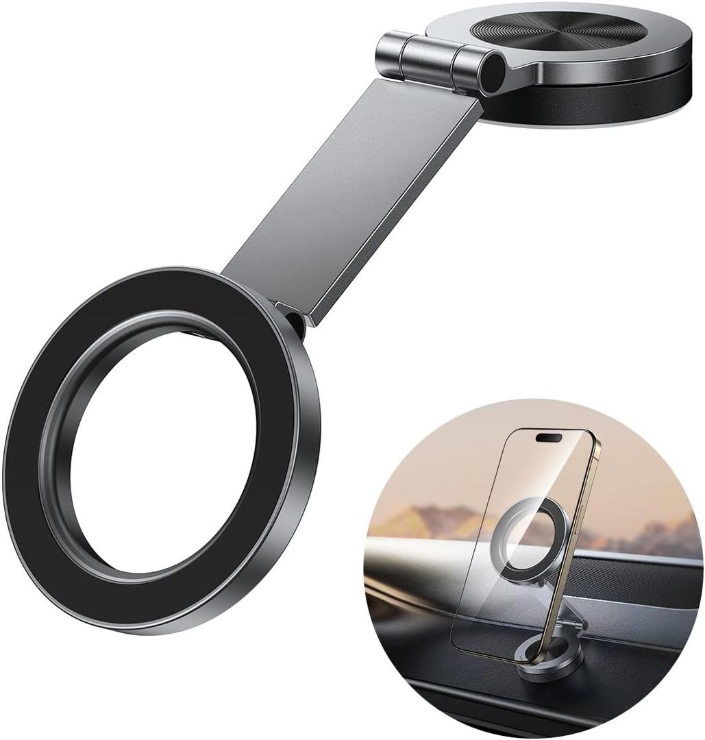 SYNCWIRE for MagSafe Car Mount - [360 Rotation] Magnetic Phone Holder for Car, Adjustable Metal Arm, Ultra Magnet, Car Magnet Phone Mount for Dashboard, Fit for iPhone 16 15 14 13 Pro Max &All Phones (Space Gray)