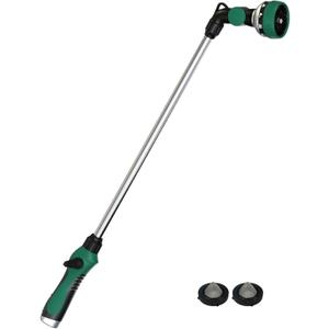 Watering Wand for Garden Hose, 30 Inch, 10 Spray Patterns, Thumb Control Garden Hose Nozzle, Adjustable Water Sprayer with Pivoting Head, Ideal for Hanging Baskets, Plants, and Shrubs, Green