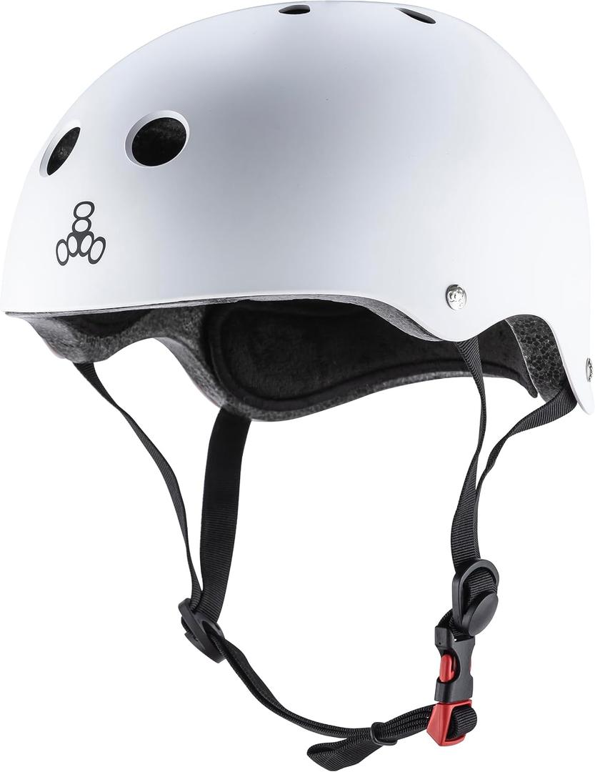 Triple Eight Dual Certified Bike and Skateboard Helmet, White Matte, X-Small/ Small