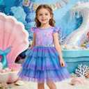 Princess Dress for Toddler Girls Sleeveless Ruffle Sleeve Tulle Dresses Casual Summer Outfit for Girl 3-6 Years