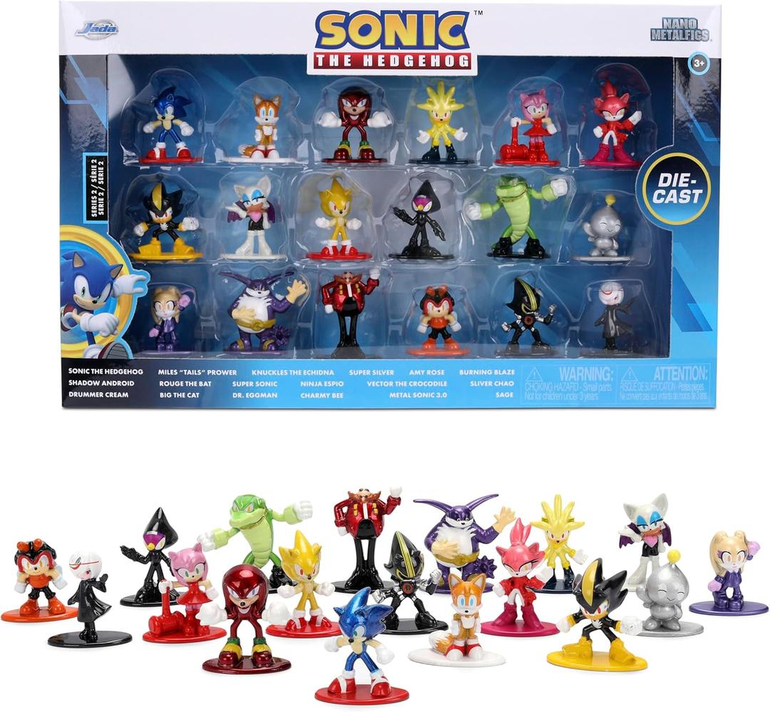 Jada Sonic The Hedgehog Nano Metalfigs 18 Pack Series 2 Die-Cast Figure Set Includes Sonic, Shadow, Amy Rose, Rouge Toys