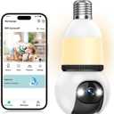 Hawkray Light Bulb Security Camera Wireless Outdoor Indoor-5&2.4GHz Dual Band WiFi,360 Pan-Tilt,2K Color Night Vision,Motion Detection & Siren Alarm,Two-Way Audio