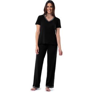 Fruit of the Loom womens Short Sleeve Tee and Pant 2 Piece Sleep Set (4X, Black)