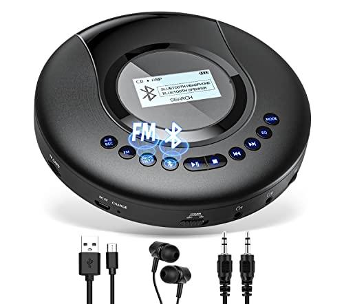 ARAFUNA Portable CD Player Bluetooth with FM Radio, 2000mAh Rechargeable CD Player for Car with LCD Screen, Anti Shock Protection Compact Player with Headphone, AUX Cable