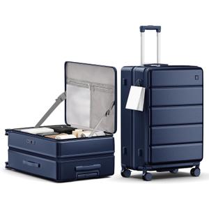 28 Inch Checked Luggage Side Opening Expandable Hardshell Suitcase, 100% PC Lightweight with Brake Spinner Wheels, TSA Lock - Large Travel Suitcase