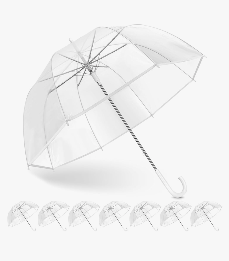 Clear Bubble Umbrella Wedding, High-Visibility Transparent Rain Umbrellas Bulk, Windproof Large Clear Umbrella, Firm and Durable, Dome Umbrellas for Wedding Bride Groom Photography Golf Outdoor, 9 Pcs