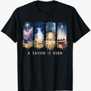 A Savior is Born Jesus Christian Pajamas Holiday Christmas T-Shirt, M