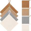 Breling 8" Thick Crocheted Pot Holders Neutral Square Cotton Woven Coasters Hot Pads Heat Resistant Handmade Place Mats for Home Dining for Tea Cups, Pots, Drinks and Hot Dishes